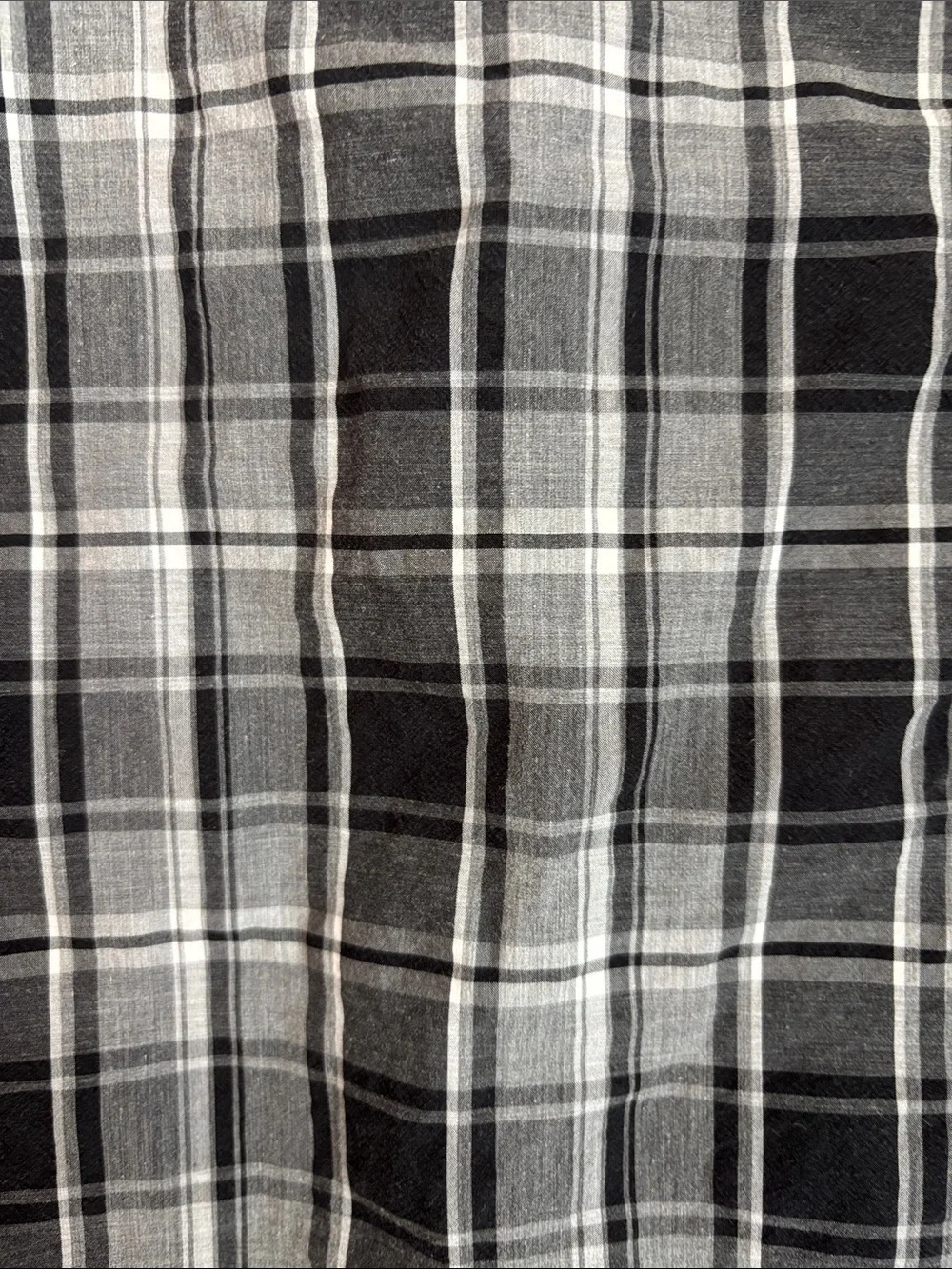 Banana Republic cotton men’s plaid black gray neutral button down shirt XL EUC